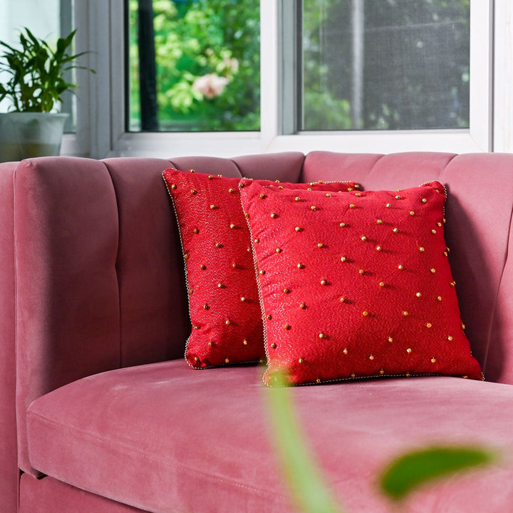 Crimson Chime Cushion Covers