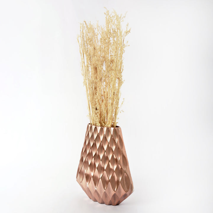 Geometric  Copper Flat Vase