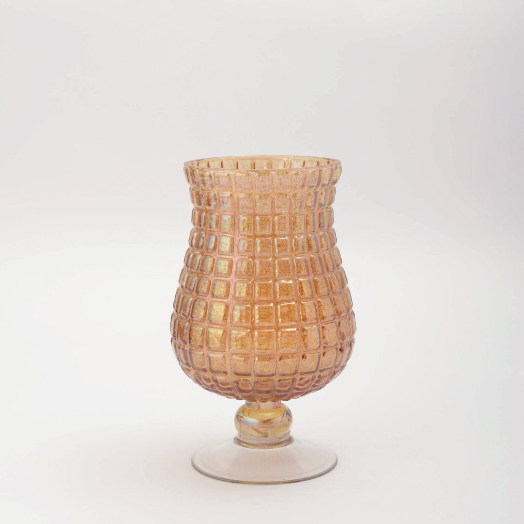 Honey Orange Pedestal Glass Vase