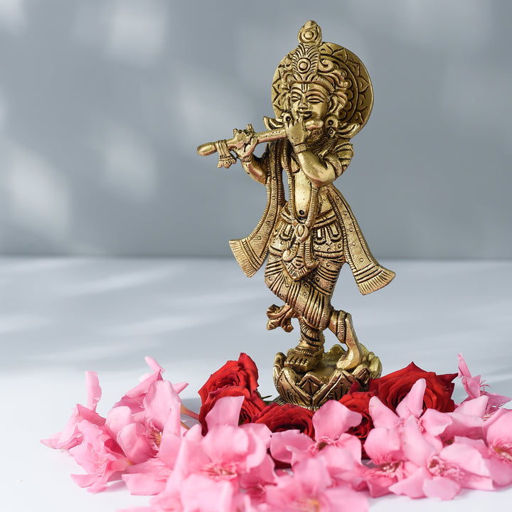 Krishna Playing Flute Brass Idol