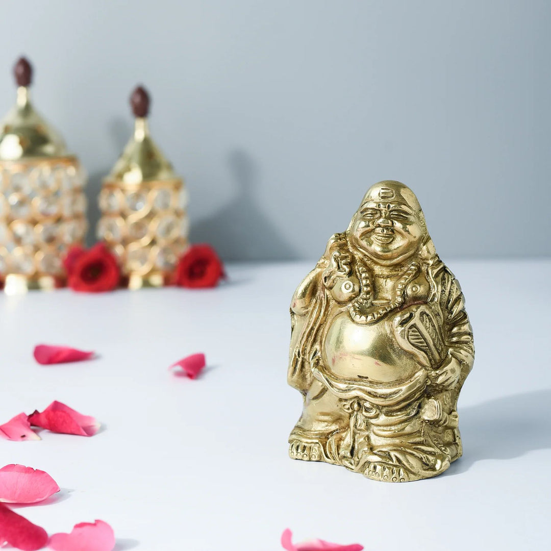 Laughing Buddha Brass Figurine