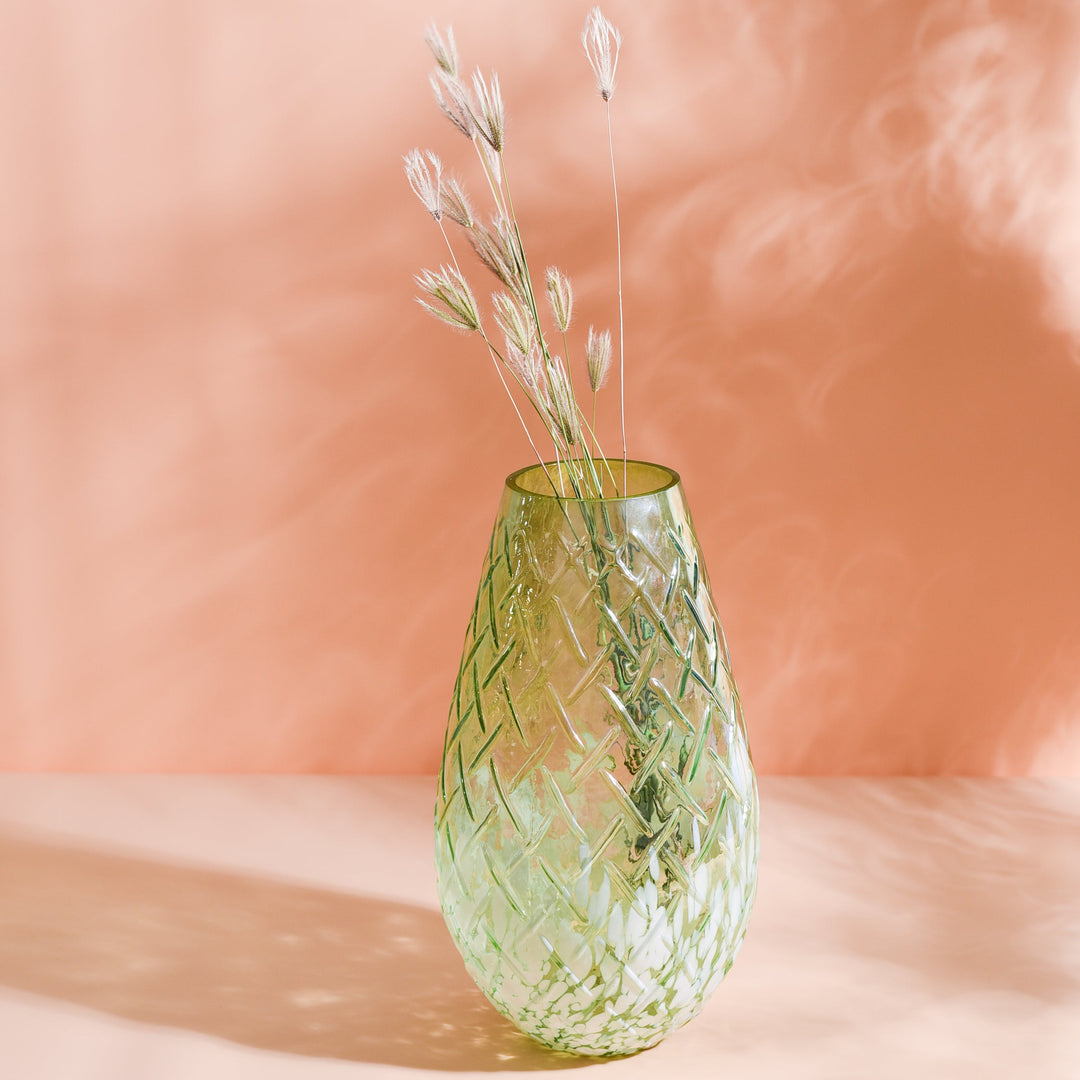 Leaf Green Droplet Glass Vase