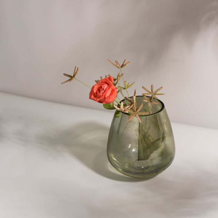 Moss Green Oval Glass Vase