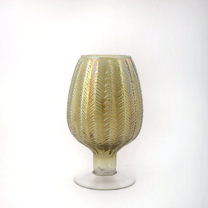 Olive Green Textured Glass Vase