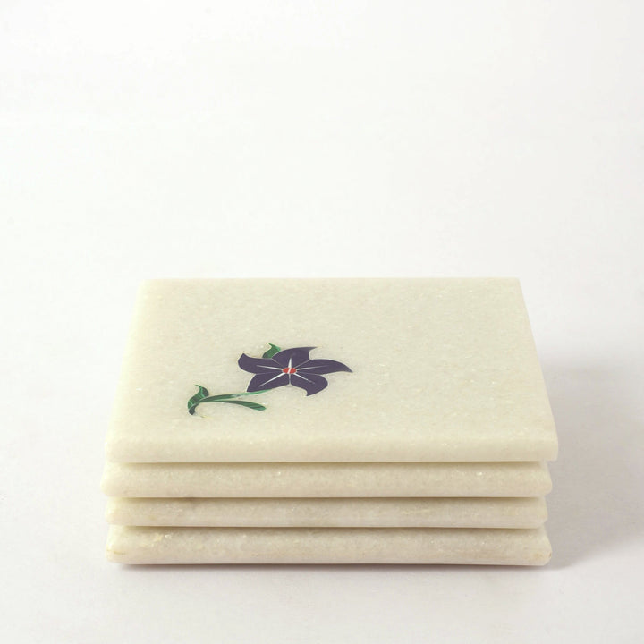 Blue Flora Marble Coasters