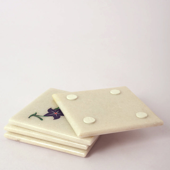 Blue Flora Marble Coasters