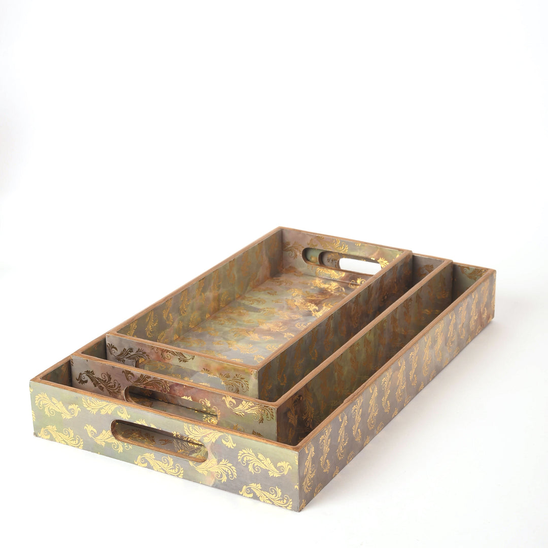 Guilded Turquoise Nesting Trays