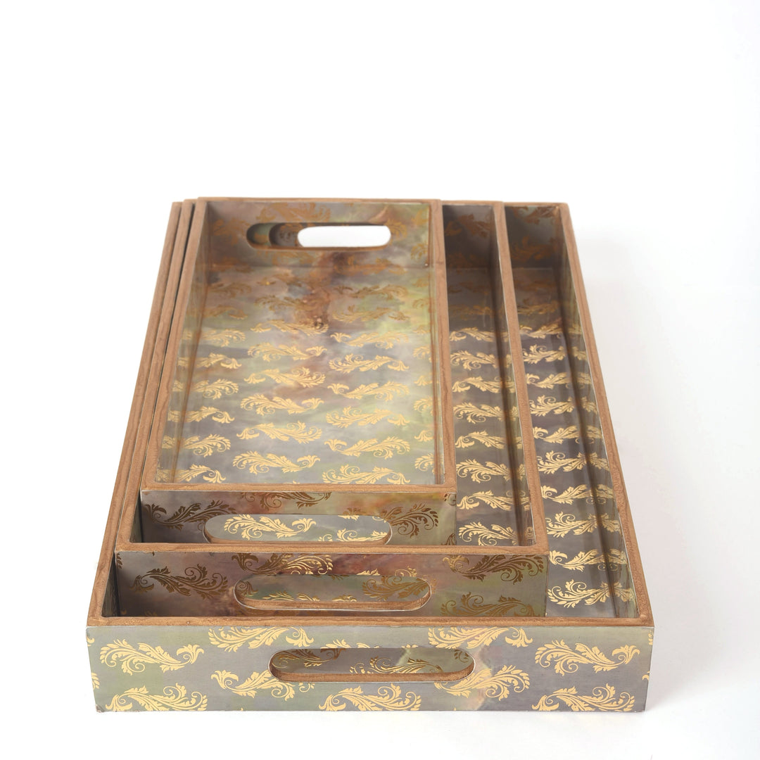 Guilded Turquoise Nesting Trays