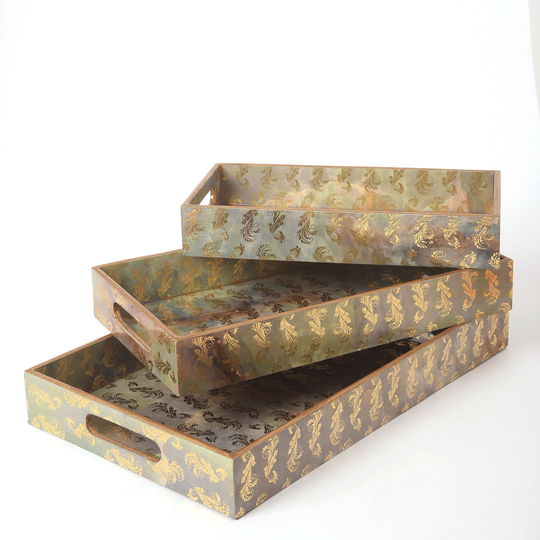 Guilded Turquoise Nesting Trays