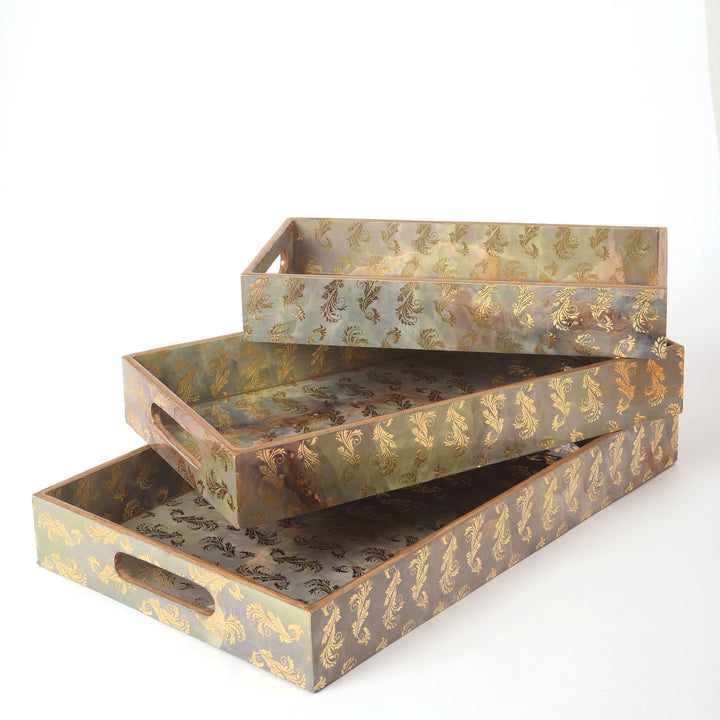 Guilded Turquoise Nesting Trays