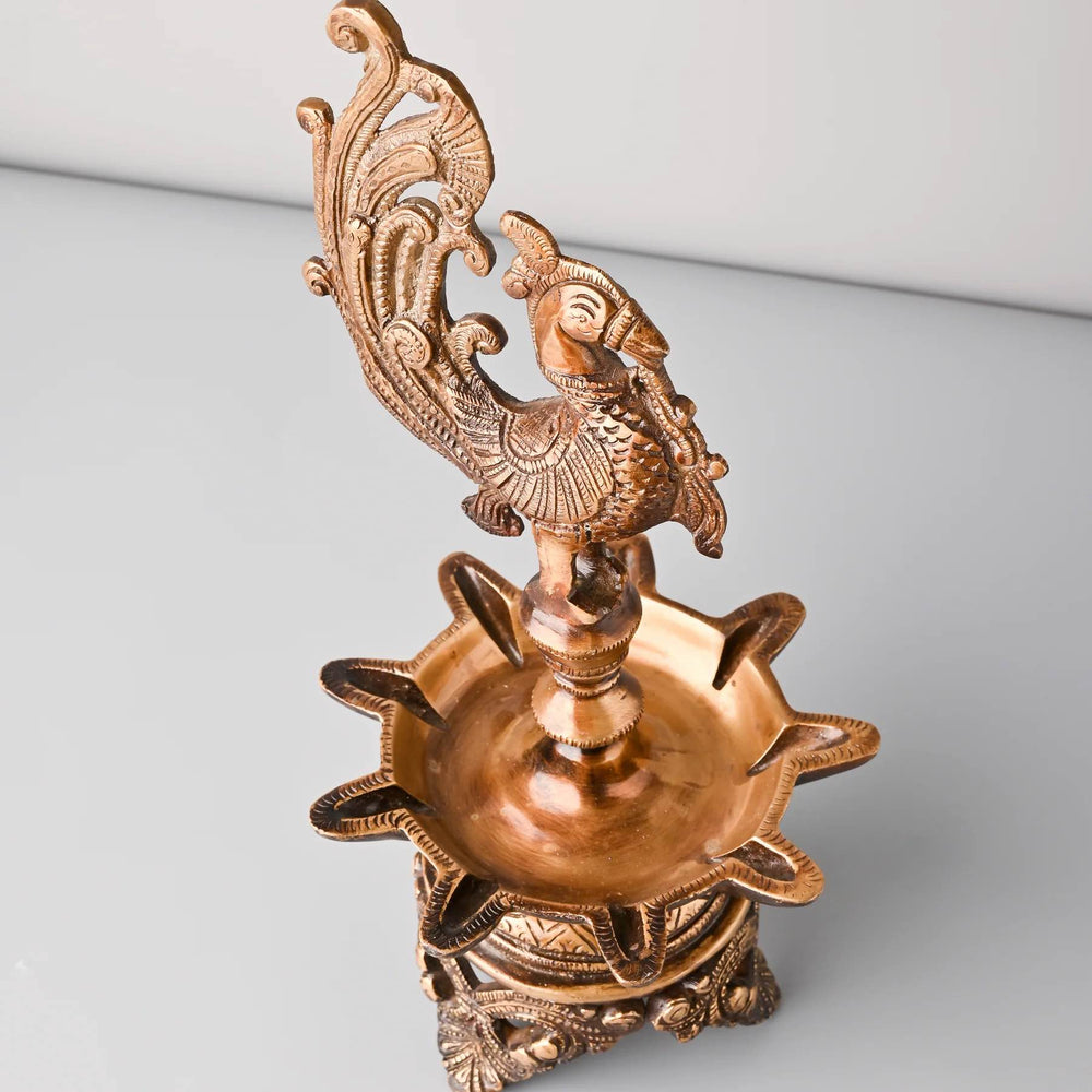 Peacock oil lamp