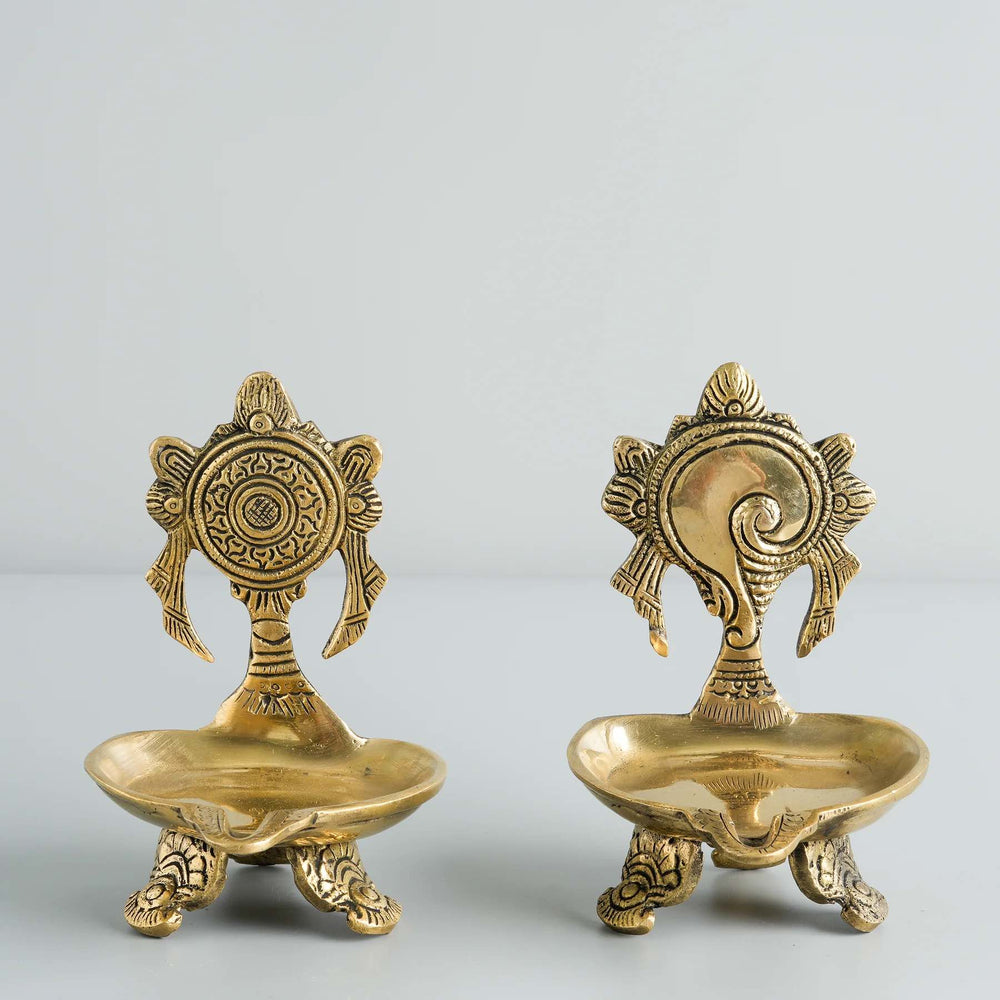 set of 2 brass oil lamp