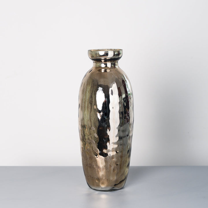 Silver Tall Urn Glass Vase