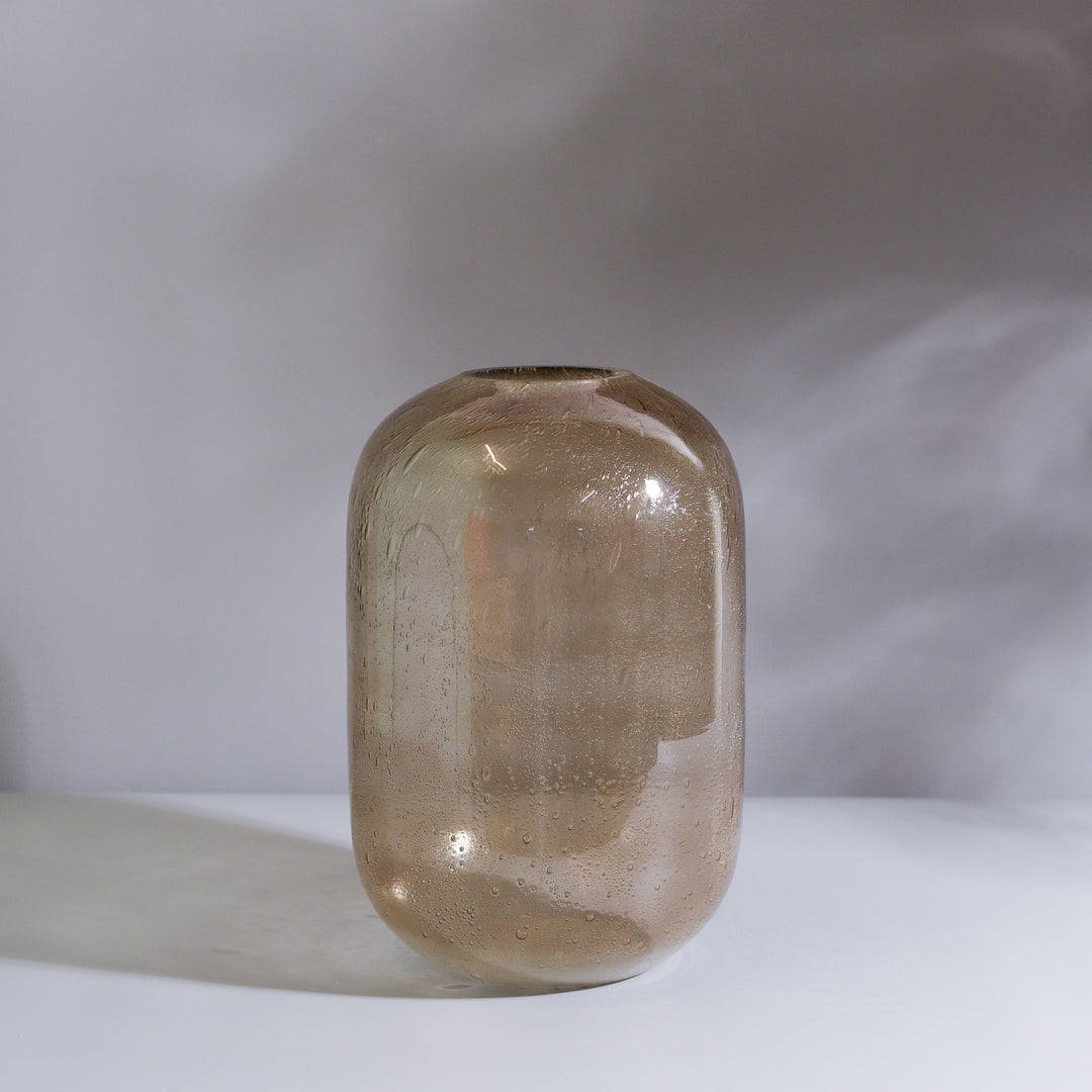 Tan Brown Bubble Glass Vase