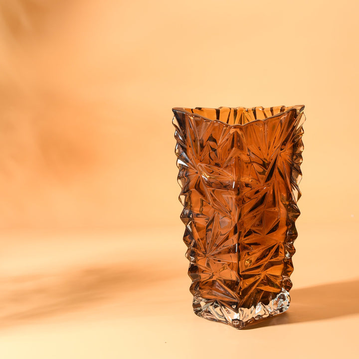 Tangerine Brown Crystal Vase