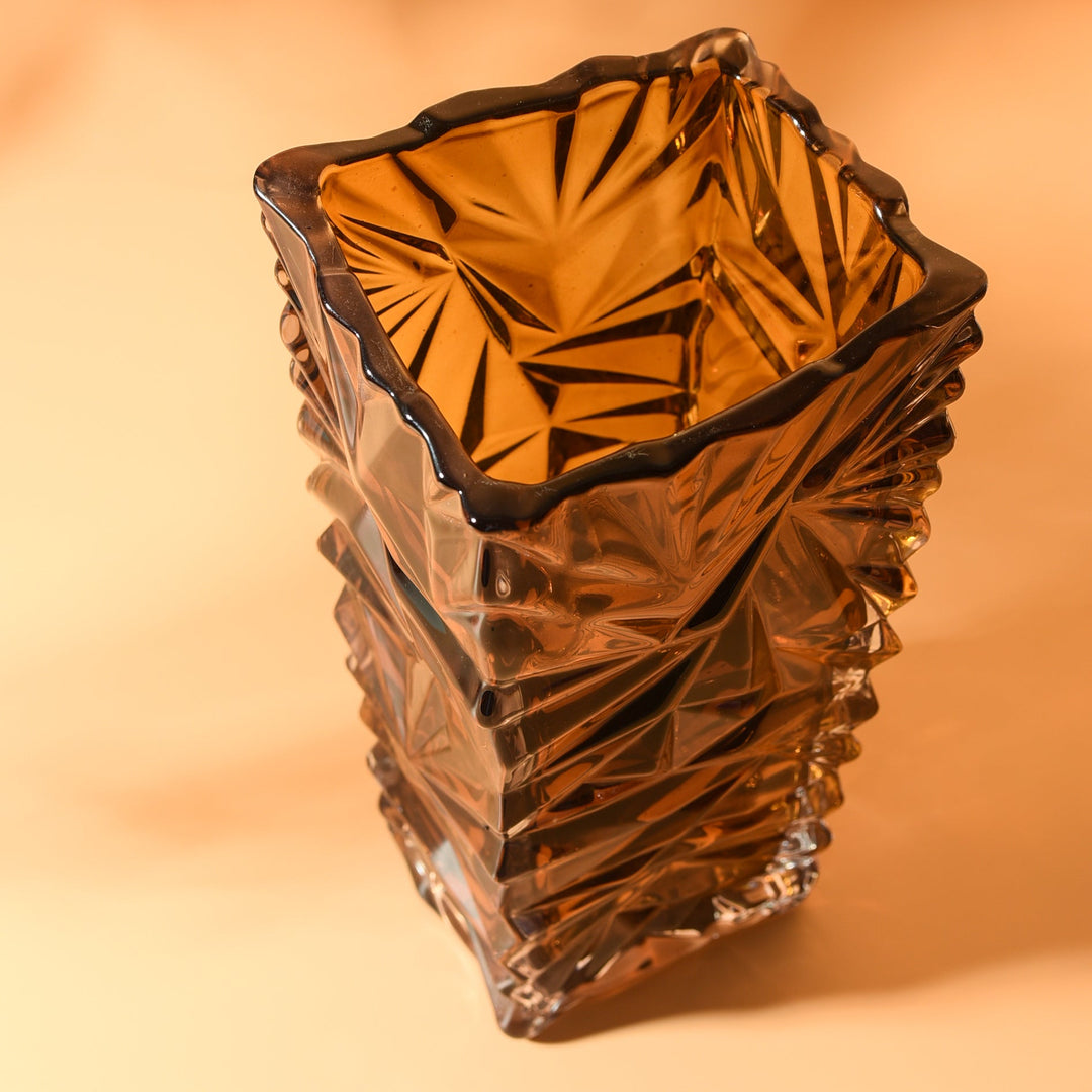 Tangerine Brown Crystal Vase