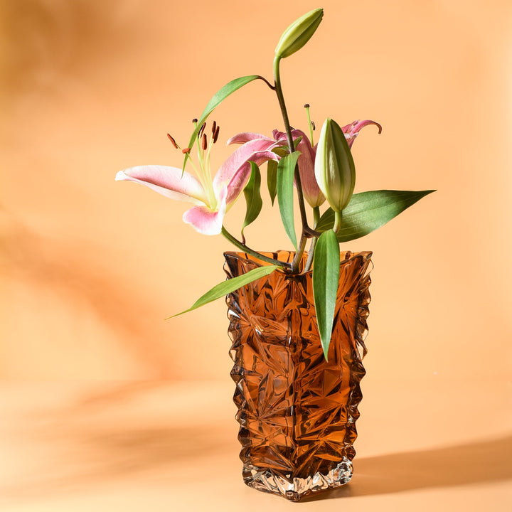 Tangerine Brown Crystal Vase