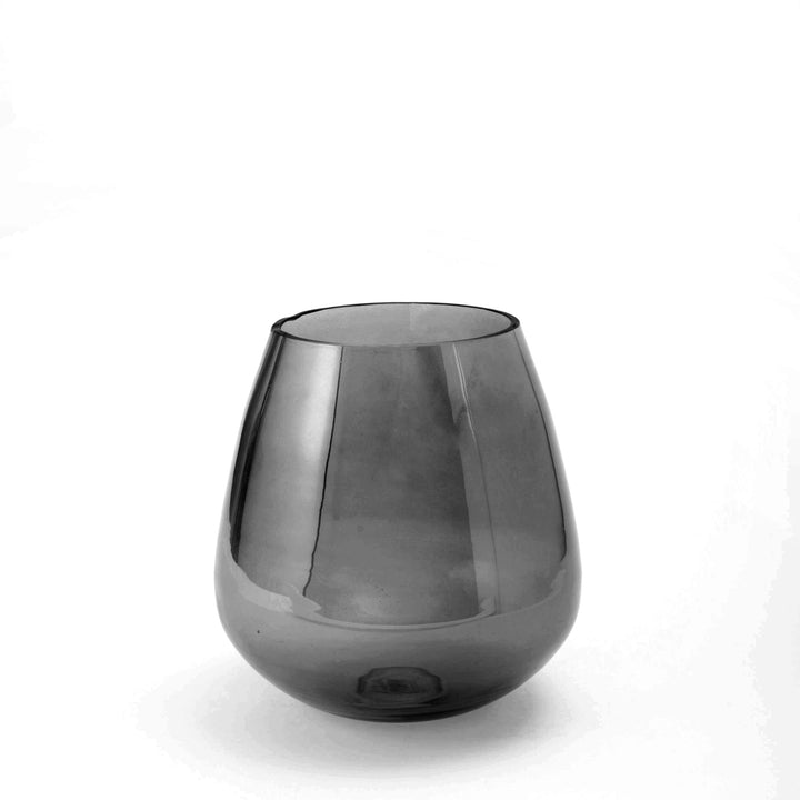Twilight Grey Oval Glass Vase