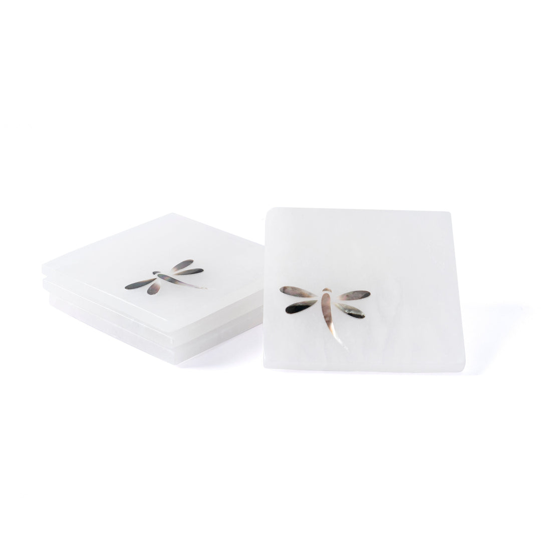 Dancing Dragonfly Marble Coasters